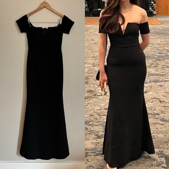 NWOT Lynne Black Off-the-Shoulder Maxi Dress - Picture 1 of 8